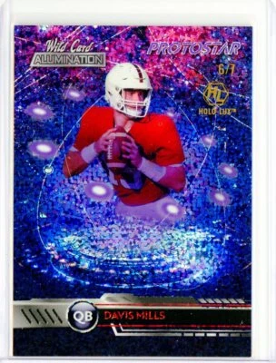2021 Wild Card Alumination DAVIS MILLS RC Rookie ProtoStar Holo-Lux Purple 6/7 - Image 1 of 2