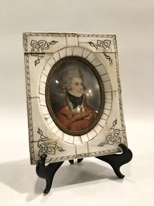 Quadro itinerante inglese 1830 circa di un gentiluomo in arte popolare cornice fatta a mano - Foto 1 di 10