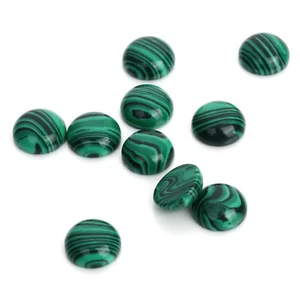 Genuine Gemstone 6-12mm Round Flat Back Cabochon Malachite Jewellery Beads 10Pcs - Picture 1 of 4