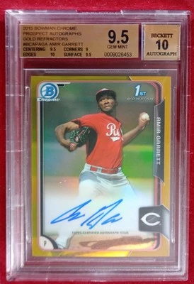  Amir Garrett RC 2015 Bowman Chrome GOLD Refractor ⚾ Card 44/50 AUTO 10 BGS 9.5 - Image 1 of 4