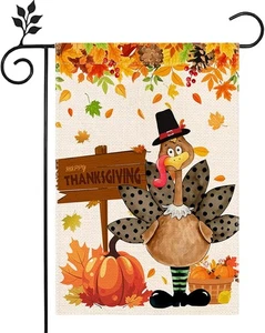 Happy Thanksgiving Gartenfahnen 12 x 18 Zoll, Thanksgiving Flagge doppelseitig Deko - Bild 1 von 7
