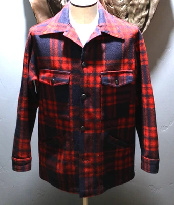 Pendleton Mackinaw Cruiser Field Hunting Jacket Red Black Wool Buffalo Plaid M - Image 1 of 4