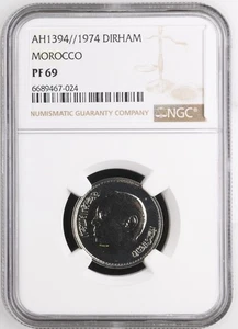 1974 Morocco Coin 1 Dirham Copper-nickel AH1394 NGC PF 69 - Picture 1 of 6