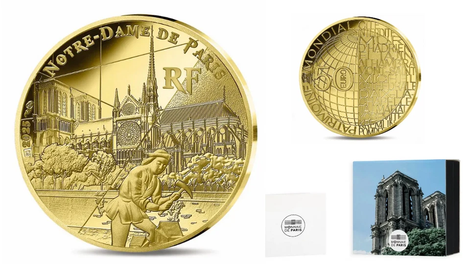Coffret 50€ Euros Or Gold 999/1000 France Unesco 2025 : Notre Dame de Paris - Photo 1/1