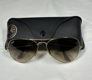 Ray-Ban Aviator Gold Metal Frame Brown Glass Lenses Unisex Sunglasses - Picture 1 of 12