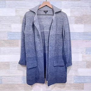 Abrigo Suéter WORTH NY 100% Lana Azul Ombre Frente Abierto Longline Mujer P XS - Imagen 1 de 7