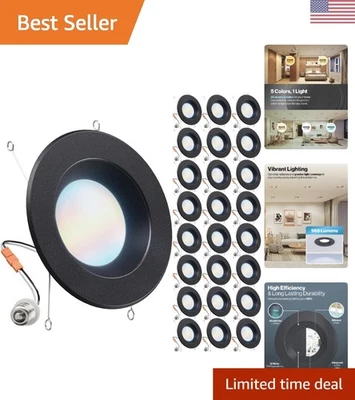 24 Downlights LED negros regulables - 5CCT, instalación de montaje empotrado y clasificación de humedad Foto 1 de 4