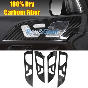 4* Real Dry Carbon Fiber Interior Door Panel Cover Trim For Benz GLE W167 19-24 - Picture 1 of 6