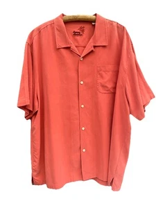 Tommy Bahama Herren 100% Seide Kurzarm Hawaii Camp Hemd Rot Orange XXL - Bild 1 von 11