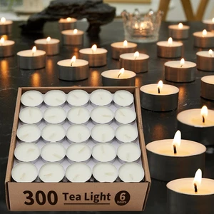 Unscented Palm Tea Lights Candles 300 Pack Bulk, 6 to 7 Hours Long Burning White - Picture 1 of 12