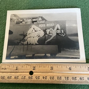Original WWII AAF Nose Art Photo-P-61 Black Widow “Nightie Mission” B&W Glossy - Picture 1 of 2