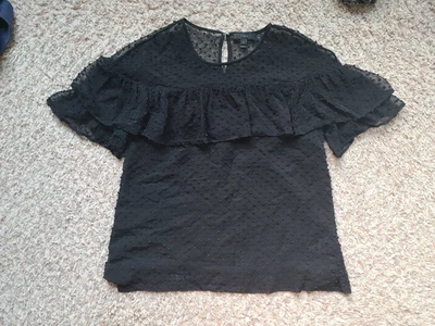 J. Top para mujer Crew con textura Swiss Clip Dot negro mezcla de seda talla 6 Foto 1 de 4