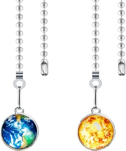 2-Pack 12 Inch Ceiling Fan Pull Chain with Planet Charm Pendant - Fan Pull Chain - Picture 1 of 5