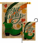 Get Lucky Boot Burlap Garden Flag Springtime St Patrick Decorative Yard Banner