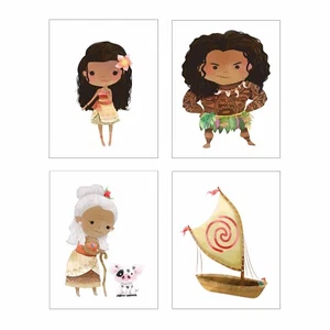 Girl's Bedroom Nursery Art: MOANA MAGIC Set of 4 8" by 10" prints. Friend & Love - Picture 1 of 5
