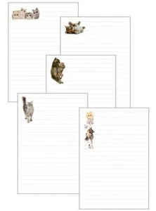 A5 Lined sheets of Cute Cats letter writing paper / 20 in each pack - Picture 1 of 12
