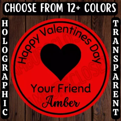 40 CUSTOM VALENTINES DAY STICKERS 2" ROUND LABELS SEALS SCHOOL PARTY FAVOR - Imagem 1 de 4