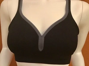 NWOT-CHAMPION SPORTS BRA REMOVABLE PADS,SPAGHETTI STRAPS, M,COLOR BLACK/GRAY. - Picture 1 of 11