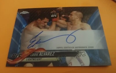 2018 Eddie Alvarez Topps Chrome UFC BLUE WAVE REFRACTOR AUTOGRAPH #FA-EA (47/75) - Image 1 of 2