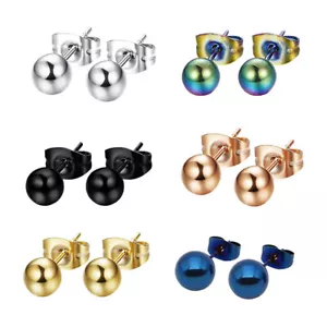 316L Surgical Stainless Steel Silver Gold Ball Cartilage Helix Stud Earrings Set - Picture 1 of 15