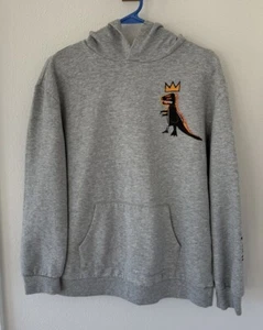JEAN-MICHEL BASQUIAT HOODIE Hoody DINOSAUR BOYS XL (16) GRAY Excellent - Picture 1 of 4