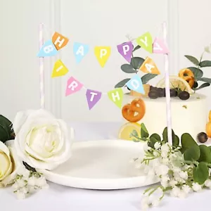 ASSORTED Happy Birthday CAKE TOPPER Banner Set with Paper Straws Party Supplies - Picture 1 of 8