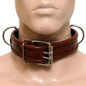 Womens Choker Collar Necklace Real Leather Pendant Gothic Punk Sub Collar - Picture 1 of 5