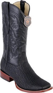 Los Altos BLACK Genuine SHARK Western Cowboy Boot Square Toe D 8220905 - Picture 1 of 3