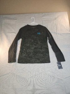 Under Armour Boy's YLG Halftone Ridge Reaper Raglan Long Sleeve Green T-shirt - Picture 1 of 10