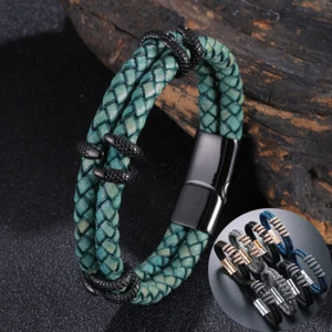 Gothic Dragon Claw Bracelet Men's Retro Braided Leather Bangle Handmade Jewelry - Picture 1 of 38