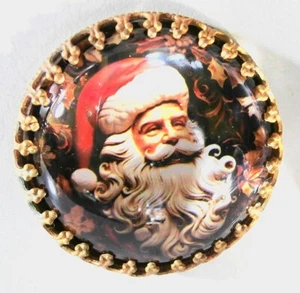 1 Czech Crystal Glass/Brass XMAS Butt. #P155-RARE ANTIQ. Components SIGNED-LARGE - Picture 1 of 4