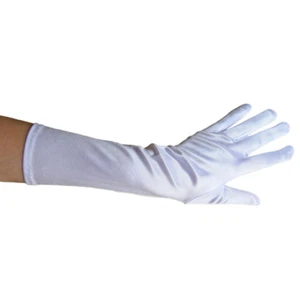 Long Elbow Length White Satin Gloves ~ DANCE WEDDING PROM FORMAL EVENING PARTY - Picture 1 of 2