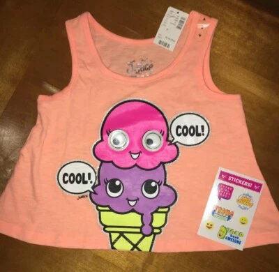 Camiseta sin mangas Justice talla 6 naranja helado Google Eye verano Pascua + pegatinas Foto 1 de 4