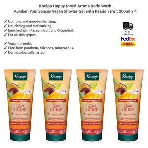 Kneipp Happy Mood Aroma Body Wash Awaken Your Senses Vegan Shower Gel 4x200ml - Picture 1 of 3