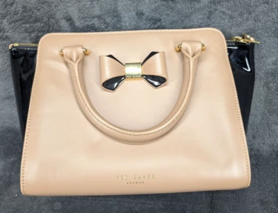 Bolso Bandolera Ted Baker London Ashlene Bow Cuero Desnudo Asa Superior Bolso Cartera Foto 1 de 4
