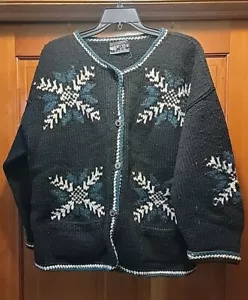 Ray Wear 100% Wool Black Button Sweater heavy weight Large-XL - Picture 1 of 7