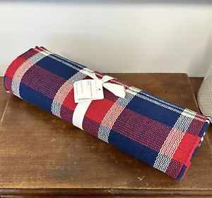 Pottery Barn AMERICANA PLAID COTONE RUNNER DA TAVOLO 18" x 108" rosso bianco blu decoro - Foto 1 di 9