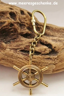 SEA-CLUB Schlüsselanhänger maritim als Steuerrad ca.11 x Ø 4,5 cm Messing