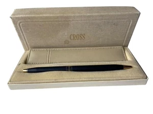 Cross Black and Gold Trim Ballpoint Pen & Pouch Made In Usa - Picture 1 of 9