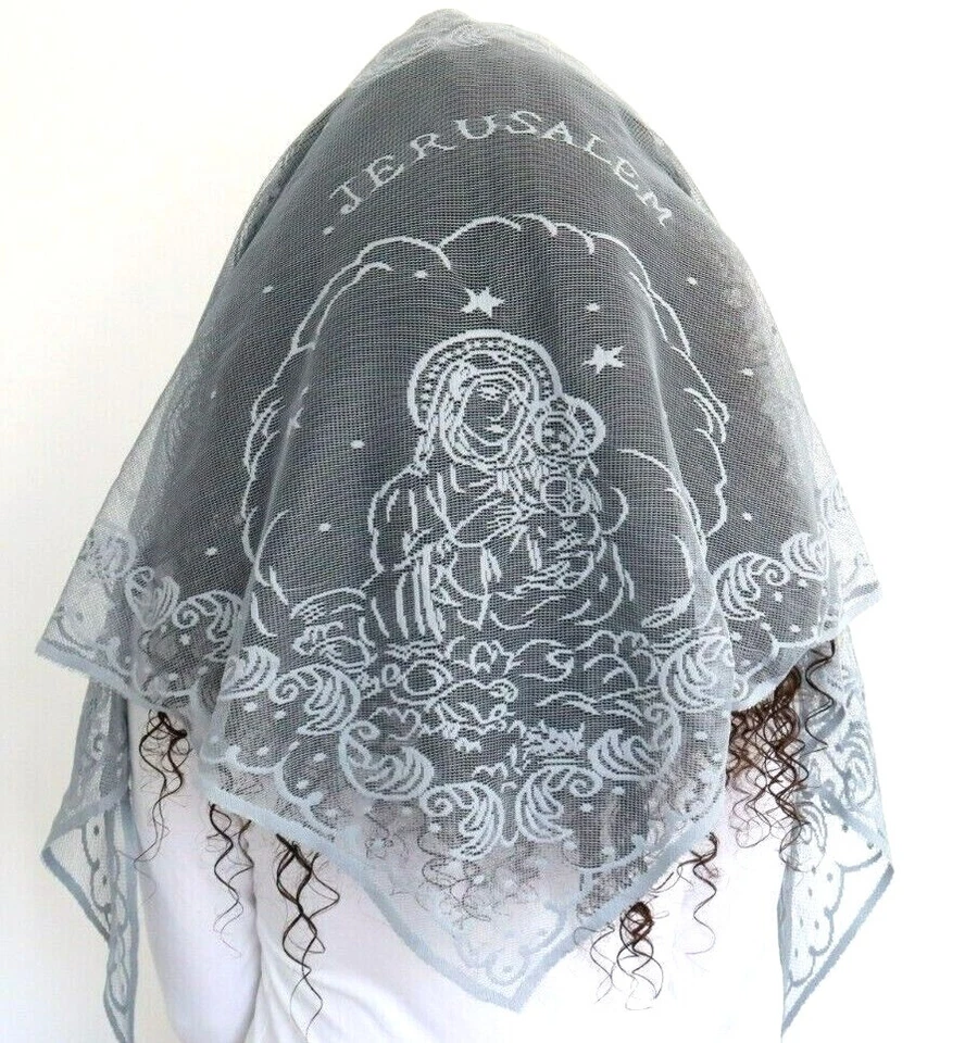 3 piezas Cubierta de cabeza Mantilla con Rosario Jerusalén Iglesia Pagadores Mujeres Bufanda de encaje Foto 1 de 4