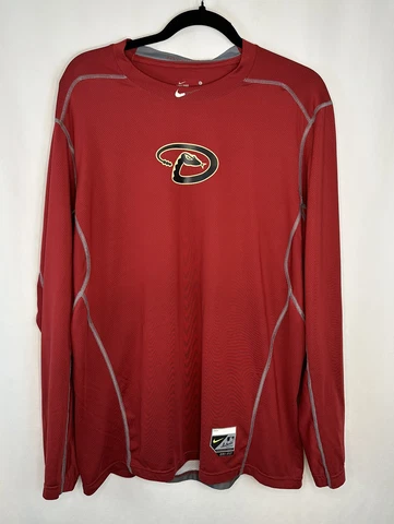 Mens Large Arizona Diamondbacks Nike Pro Hypercool FITTED Long Sleeve Shirt red Cover