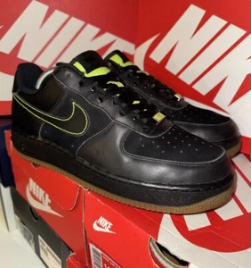 Nike Air Force 1 Low '07 Black Volt Gum Mens Size 10 - Picture 1 of 10
