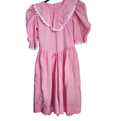 Vestido Vintage Años 70 Rosa Encaje Cottagecore Prairie Rockabilly S-M 6-8 Mangas Abullonadas Foto 1 de 4