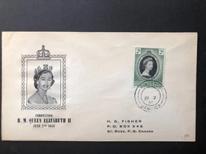 Jamaica 1953 QEII Coronación 'Pescador' Ilustrada Primer Día Cubierta - Imagen 1 de 1