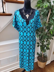 R&B Collection Women's Blue Polyester Short Sleeve Knee Length Dress Size 3X - Picture 1 of 14