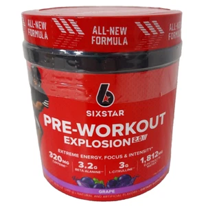 Sixstar Pre Workout Explosion 2.0 Supplement Powder Grape Flavor 10.19 oz Energy - Picture 1 of 6