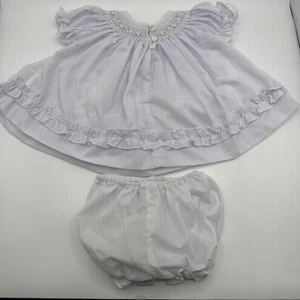 Vestido Will'beth Azul Pálido Reliquia 2 Piezas Forrado con Bloomers Bordados Talla 3 Mos - Imagen 1 de 7