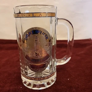 Los Angeles Police Department Beer mug LAPD Police officer Clear 22k Gold 6 In - Picture 1 of 18