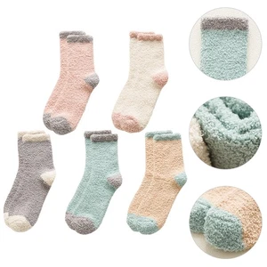5 Paia Calzini Donna Tubino Calze Pile Corallo Calzino Invernale Traspirante - Foto 1 di 12