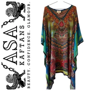 ASA Kaftans Cuello en V Corto Multicolor Túnica Natación Cubierta Talla Pequeña Tachonada Gasa - Imagen 1 de 9